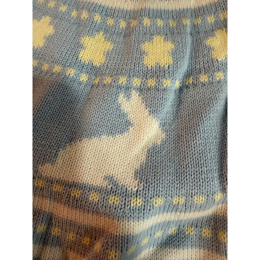 NWT Vince Camuto Womens XL Blue Fair Isle Bunny Rabbit Star Cotton Sweater - Picture 4 of 7